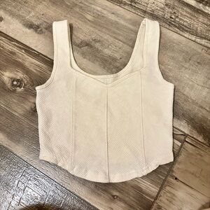 Aerie Cream Bustier Crop Tank Top